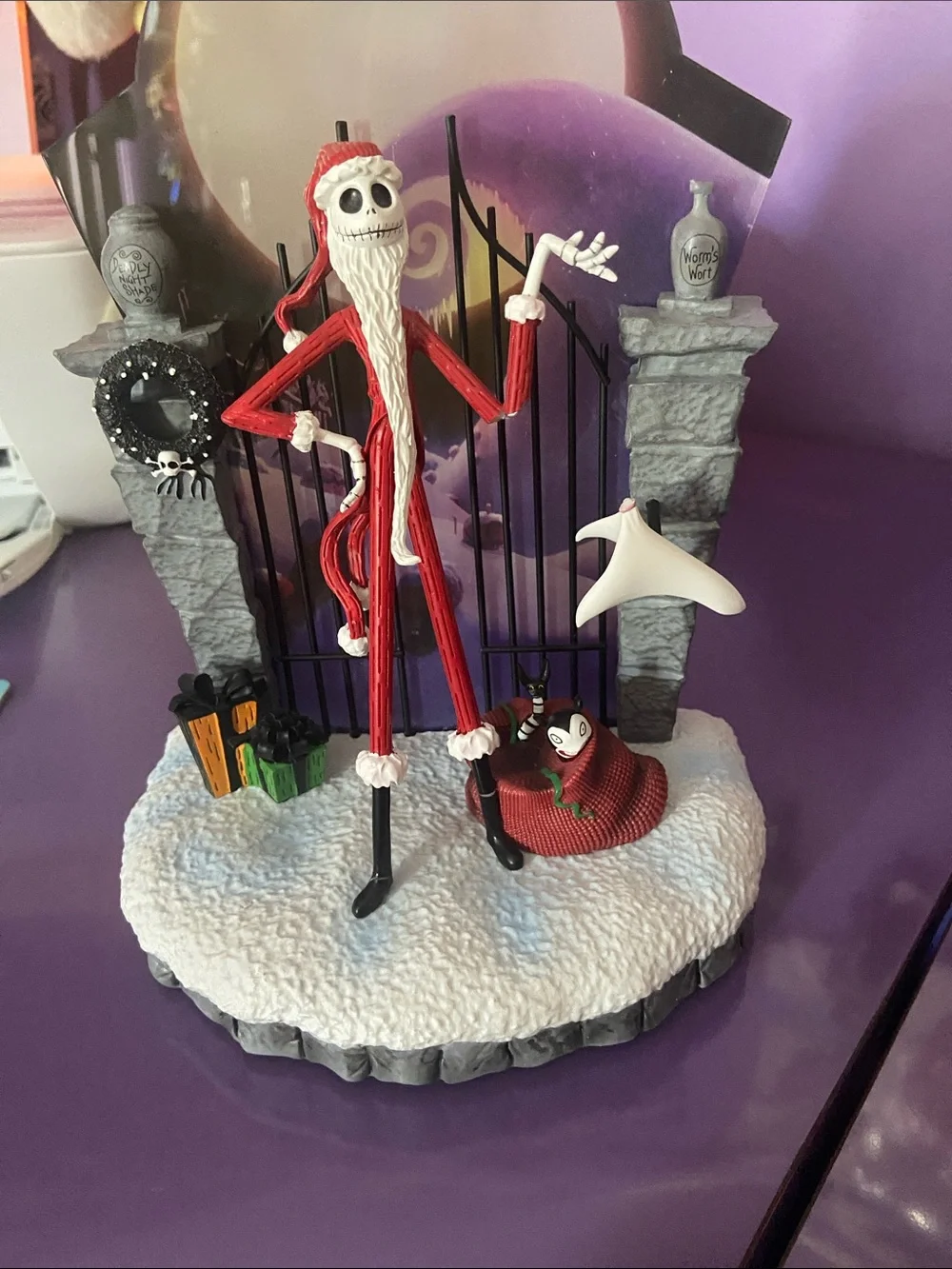 Nightmare Holiday Jack Skellington Figurine Decoration - Red and White
